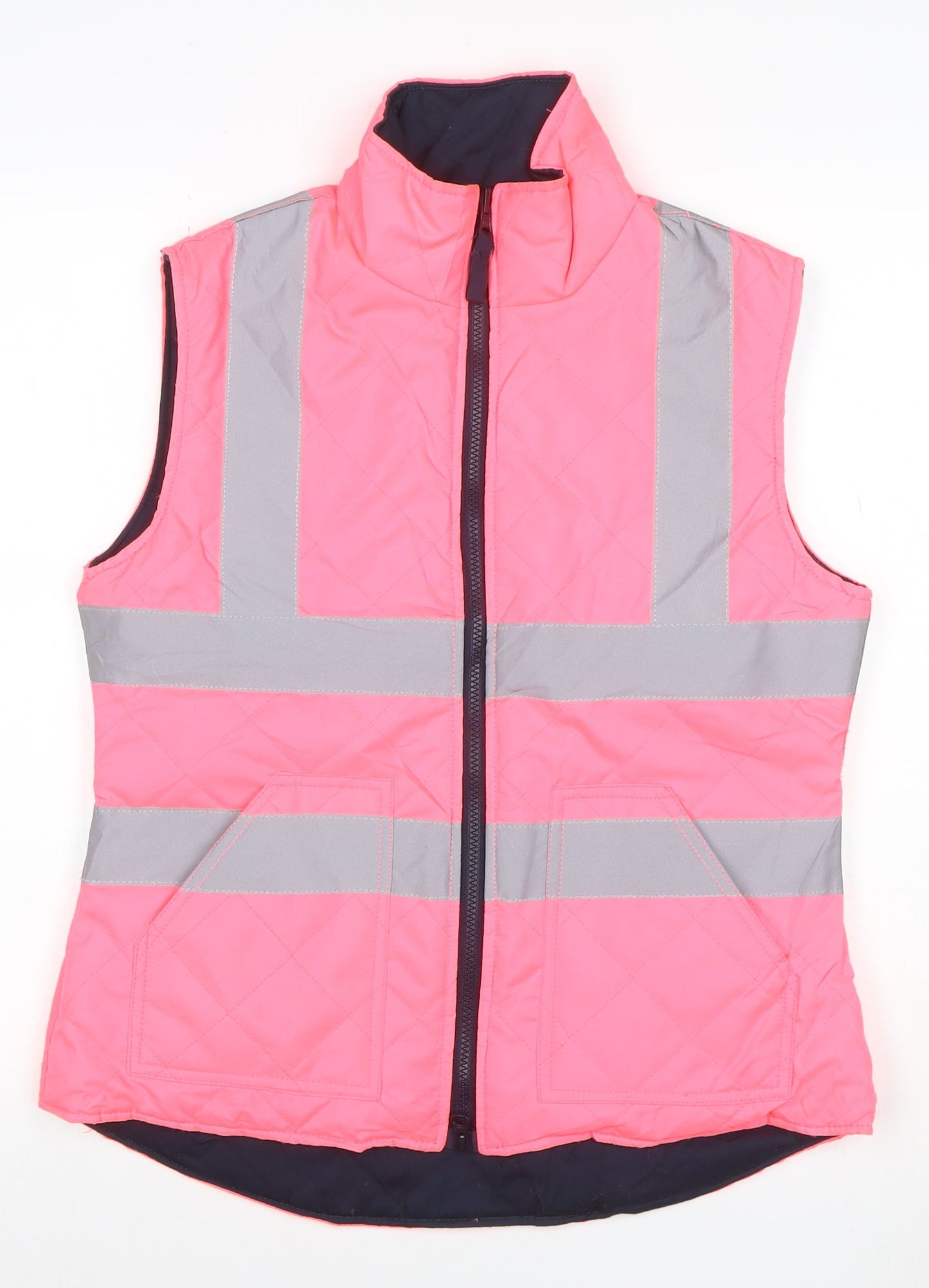 Equestrian Women Pink UK 10 Quilted Reflective Hi Vis Waistcoat
