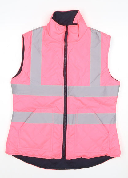 Equestrian Women Pink UK 10 Quilted Reflective Hi Vis Waistcoat