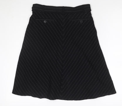 Additional front view of Jaeger Women’s Black Pinstripe UK 10 Knee Length Pencil Skirt