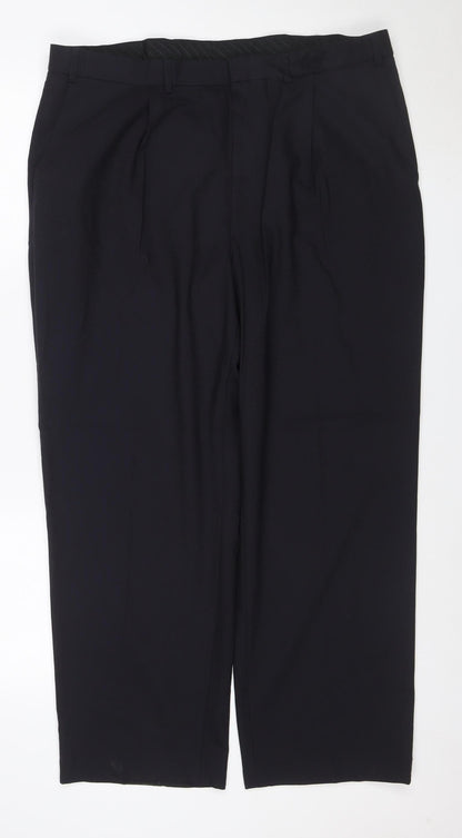 Marks & Spencer Men Black 38in Slim Wool Blend Dress Trousers
