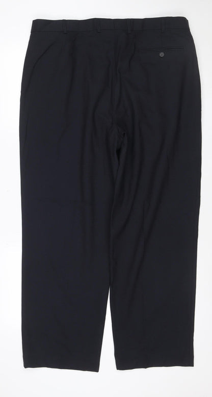Marks & Spencer Men Black 38in Slim Wool Blend Dress Trousers