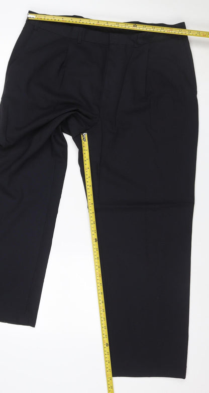 Marks & Spencer Men Black 38in Slim Wool Blend Dress Trousers