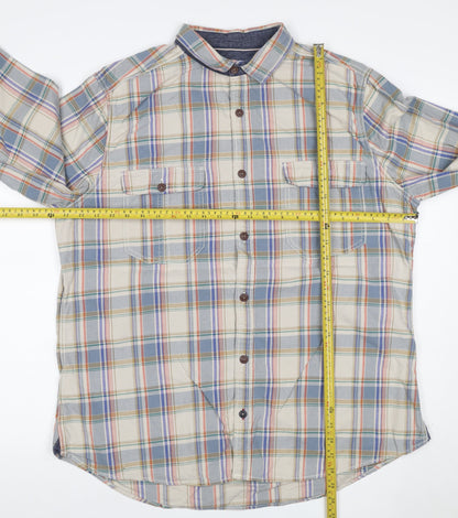 Next Men’s XL Multicoloured Plaid Cotton Long Sleeve Button-Up Shirt