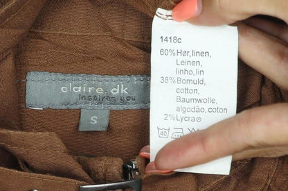 Claire.dk Jeans Wear Women’s Brown S Linen Blend Biker Jacket