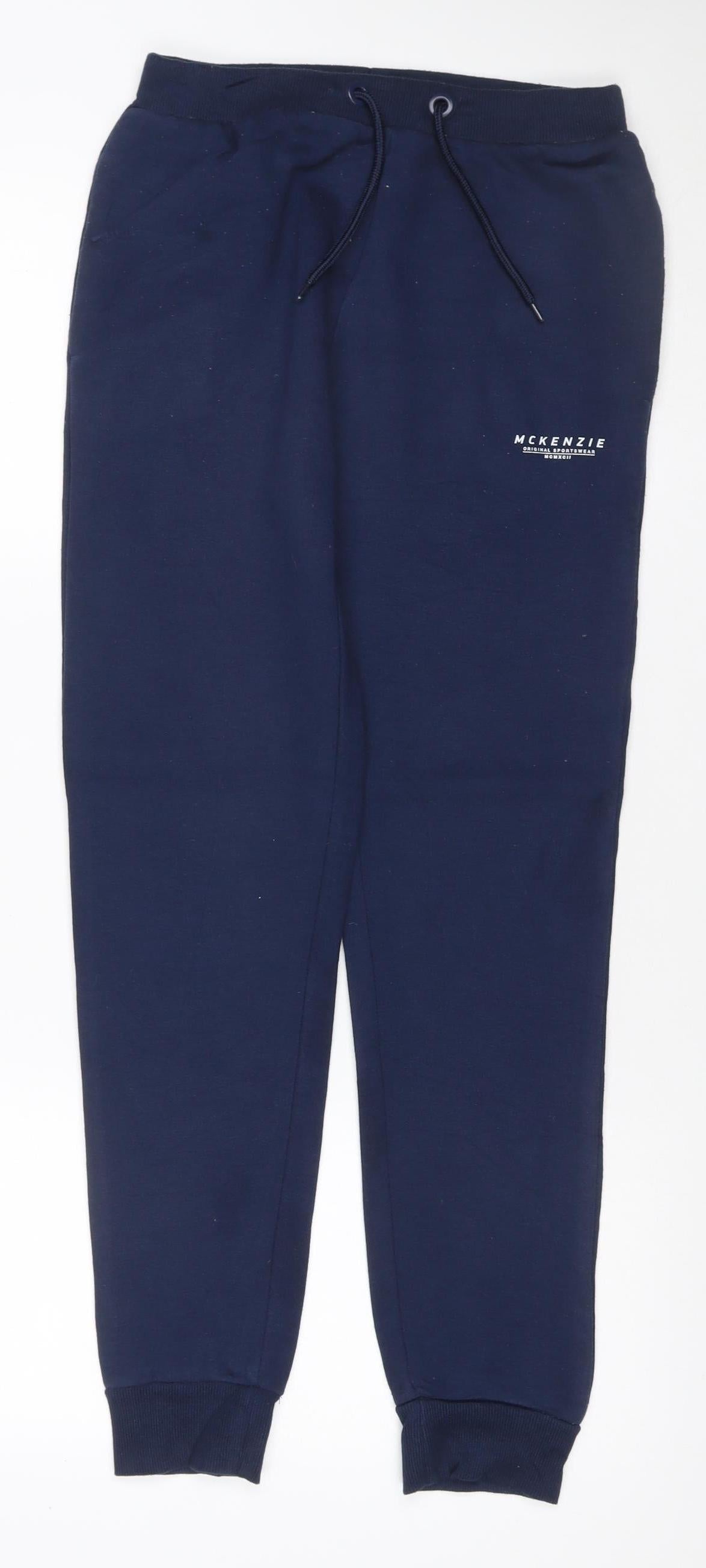 Additional front view of McKenzie Teens Blue 158 Fleece Jogger Track Pants Drawstring