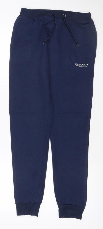Additional front view of McKenzie Teens Blue 158 Fleece Jogger Track Pants Drawstring