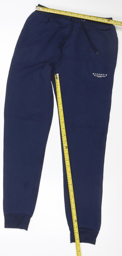 Close-up detail of McKenzie Teens Blue 158 Fleece Jogger Track Pants Drawstring