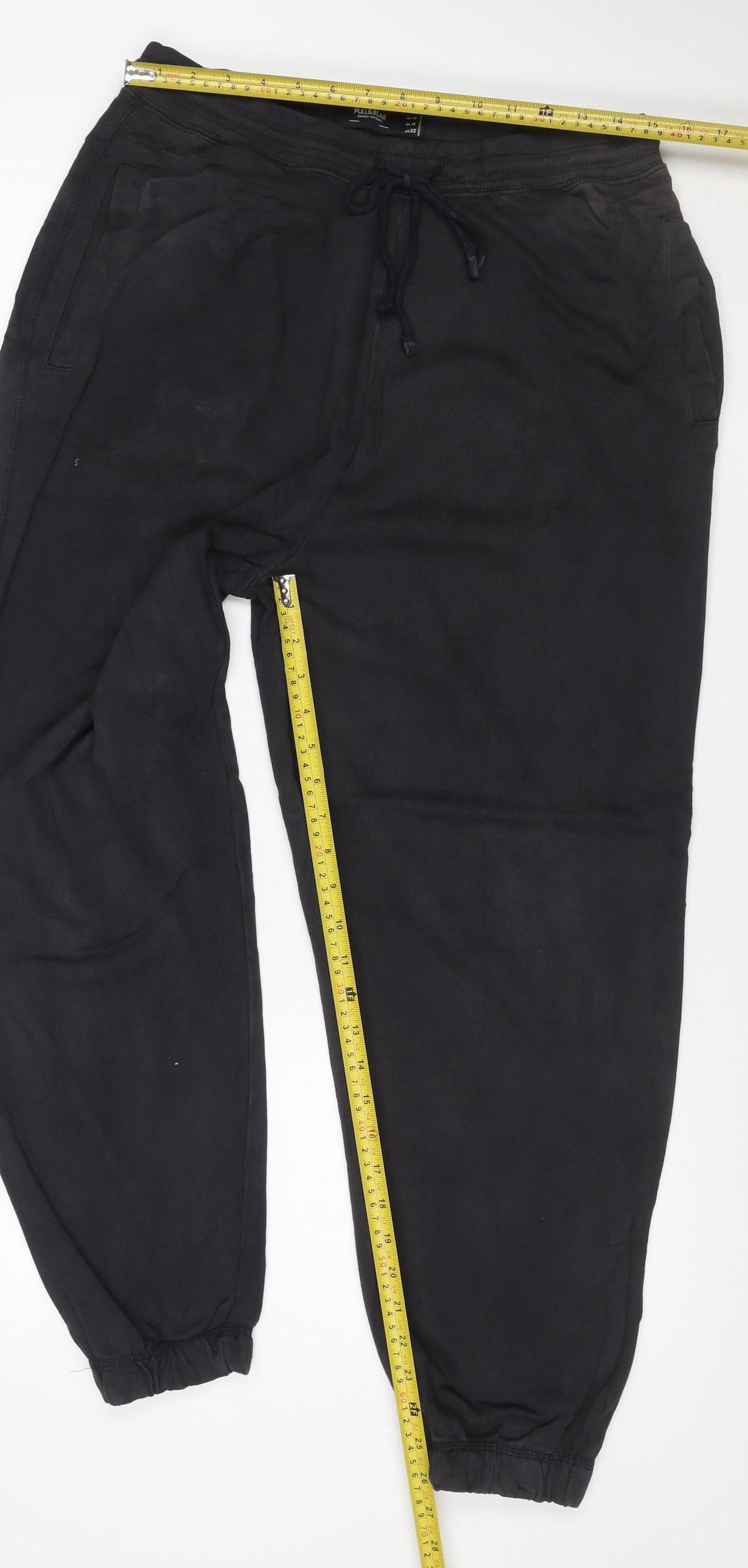 Pull&Bear Men’s Black M Cotton Stretch Jogger Sweatpants Drawstring