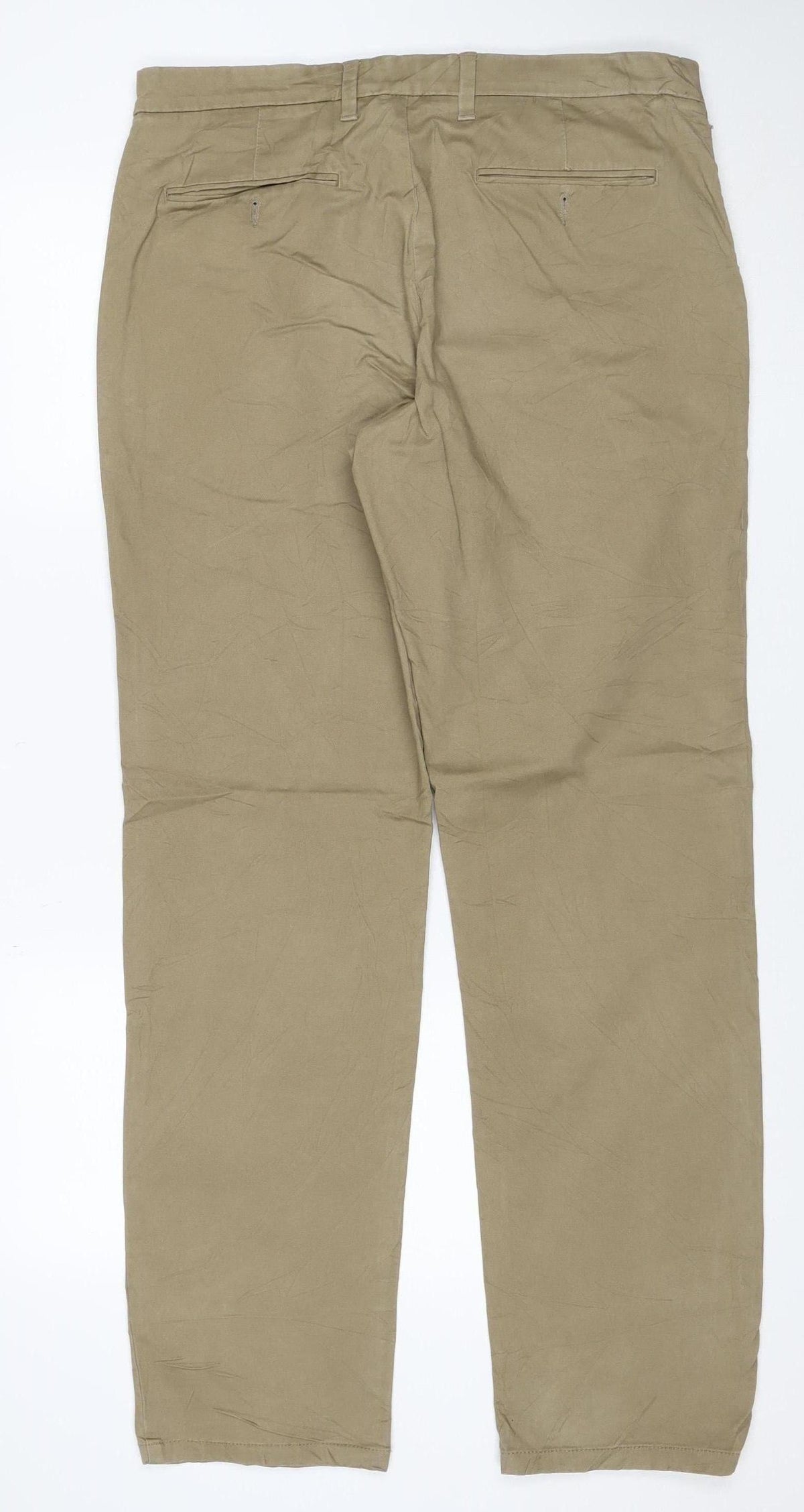 Mens UK Size 34 Marks and Spencer Regular Fit Chino Beige Trousers