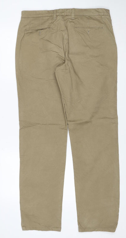 Mens UK Size 34 Marks and Spencer Regular Fit Chino Beige Trousers