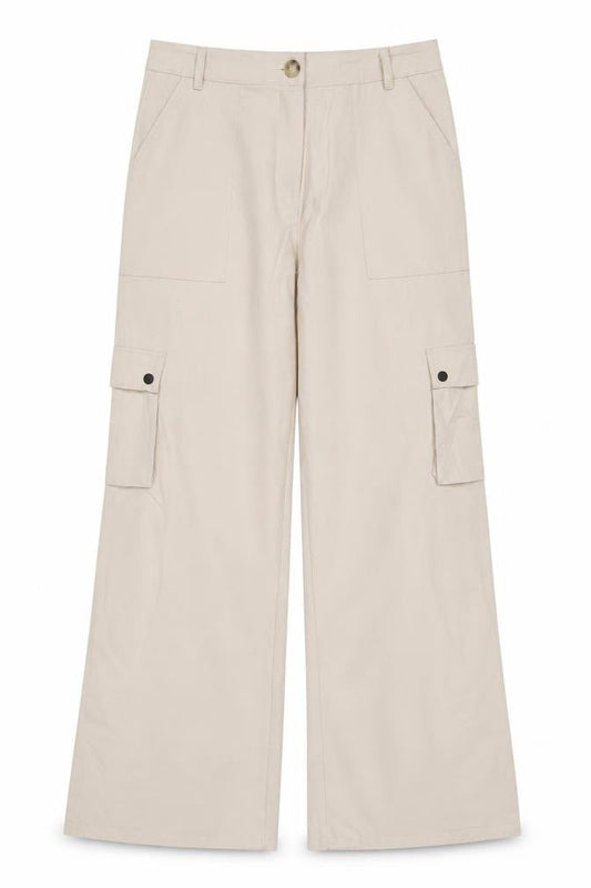 PrettyLittleThing Women’s Beige UK 12 Woven Split Hem Cargo Trousers