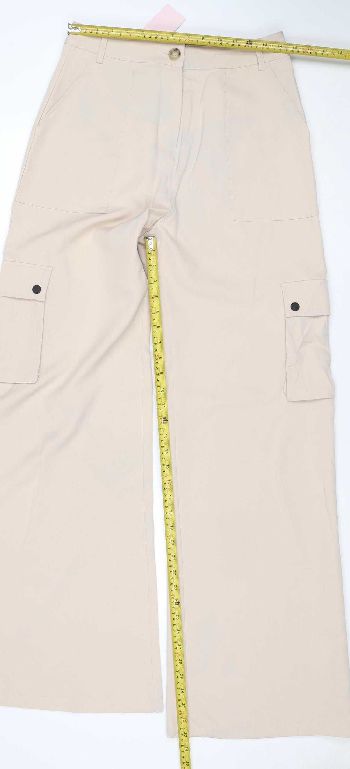 PrettyLittleThing Women’s Beige UK 12 Woven Split Hem Cargo Trousers