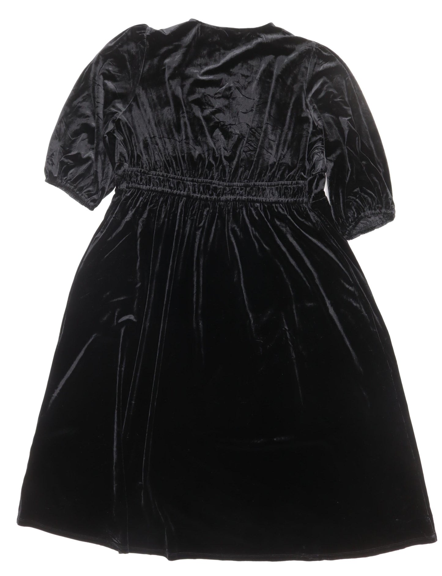 Marks and Spencer Women Black Size 16 Velvet Midi A-Line Party Dress