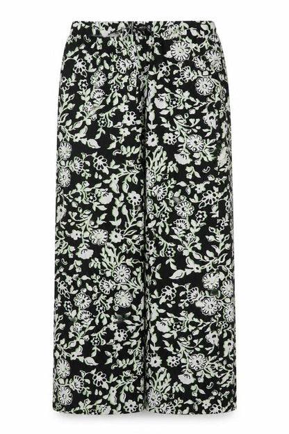 Marks & Spencer Women Black Floral Wide Leg Trousers UK 12 Long