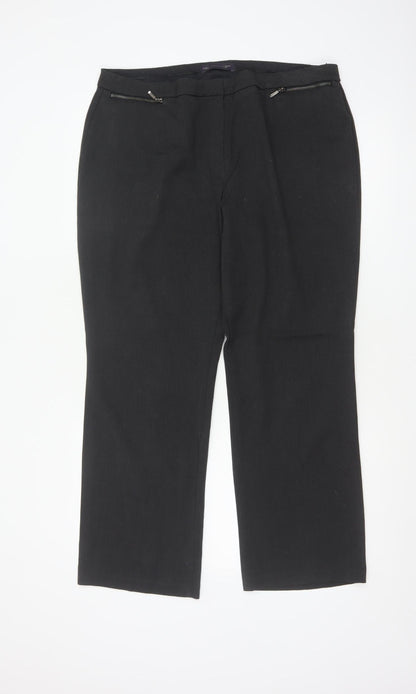Marks & Spencer Women Black UK 16 Short Straight Dress Trousers
