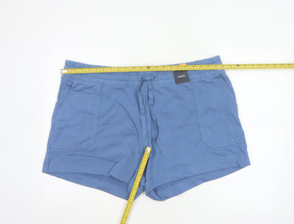 M&S Womens Blue Size 24 Drawstring Sweat Jersey Shorts Pockets