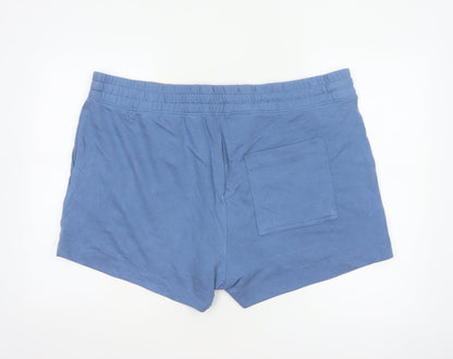 M&S Womens Blue Size 24 Drawstring Sweat Jersey Shorts Pockets