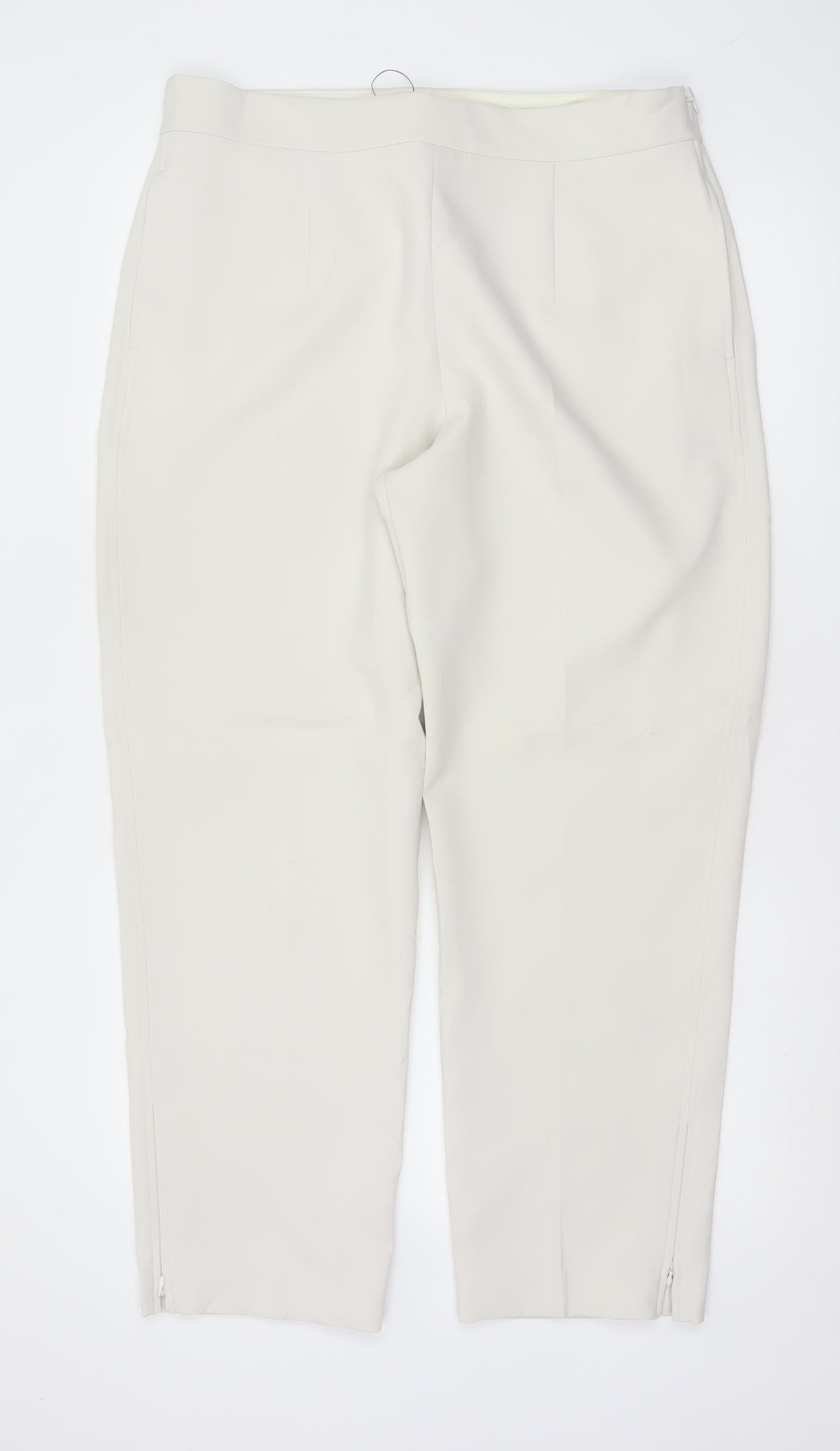Marks & Spencer Women Ivory Size 16 Regular Tapered Ankle Zip Trousers