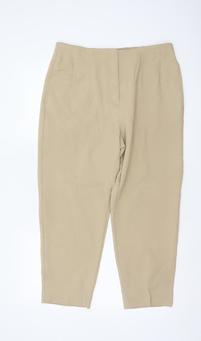 M&S Collection Women’s Beige UK 14 Regular Tapered Smart Trousers