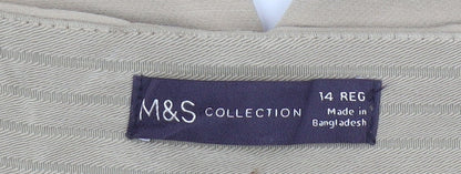 M&S Collection Women’s Beige UK 14 Regular Tapered Smart Trousers