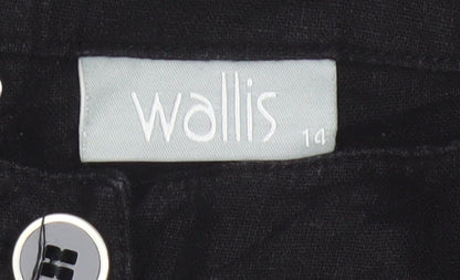 Wallis Women’s Black Size 14 Linen Blend Straight Trousers