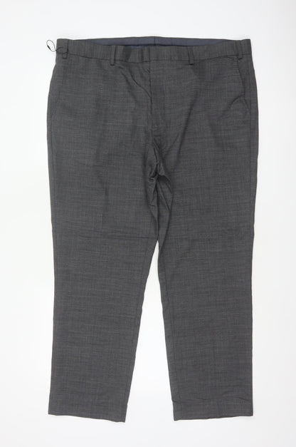 Marks & Spencer Men Grey 42 Short Regular Fit Wool Dress Trousers