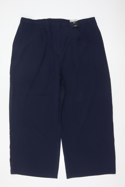 Marks & Spencer Women Blue Size 20 Short Wide Leg Stretch Trousers