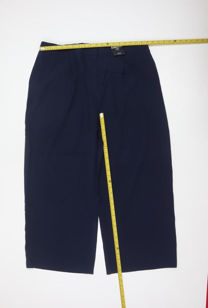 Marks & Spencer Women Blue Size 20 Short Wide Leg Stretch Trousers