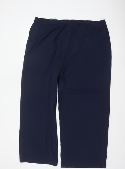 Marks & Spencer Women Blue Size 20 Short Wide Leg Stretch Trousers