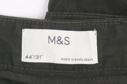 Marks & Spencer Men Green 44 Cargo Trousers 44W 31L Cotton