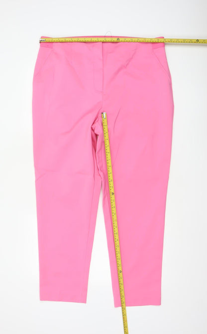 Marks & Spencer Women Pink UK 20 Long Tapered Stretch Trousers