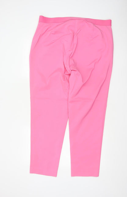 Marks & Spencer Women Pink UK 20 Long Tapered Stretch Trousers