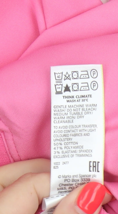 Marks & Spencer Women Pink UK 20 Long Tapered Stretch Trousers