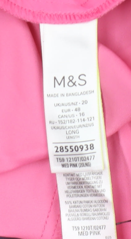 Marks & Spencer Women Pink UK 20 Long Tapered Stretch Trousers