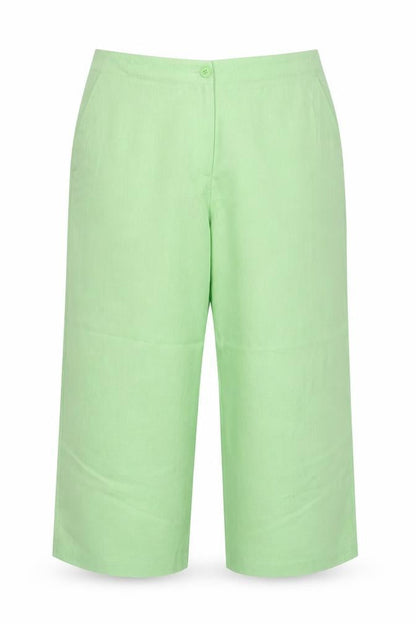 Marks & Spencer Women Green Size 22 Short Wide Leg High Rise Linen Trousers