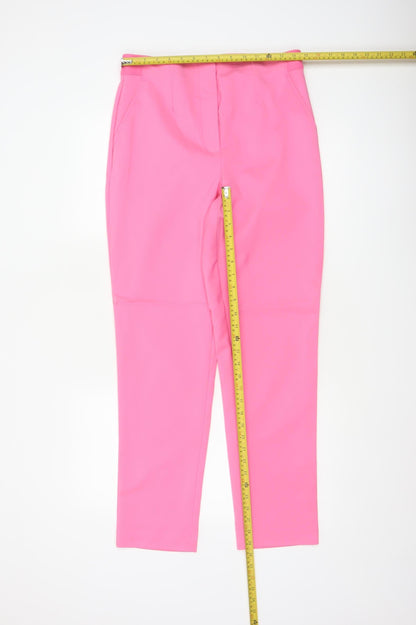 Marks & Spencer Women Pink UK 12 Long Tapered Tailored Trousers