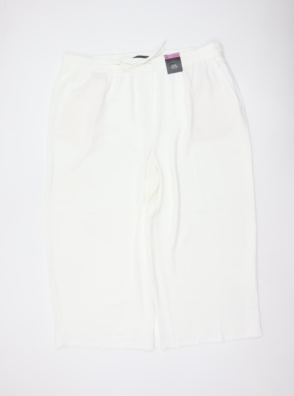 Marks & Spencer Women White Size 22 Wide-Leg Cropped Trousers