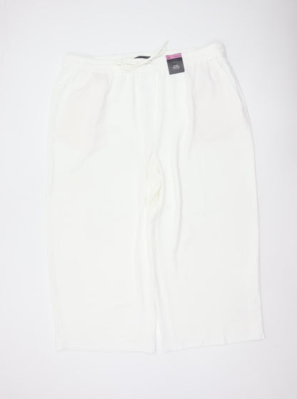 Marks & Spencer Women White Size 22 Wide-Leg Cropped Trousers