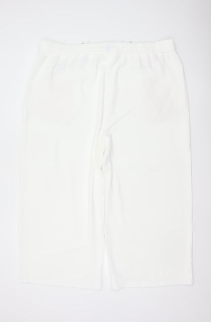 Marks & Spencer Women White Size 22 Wide-Leg Cropped Trousers