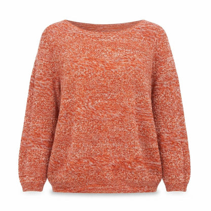 M&Co Women’s Orange Cotton Striped Knit Pullover Jumper Size 16