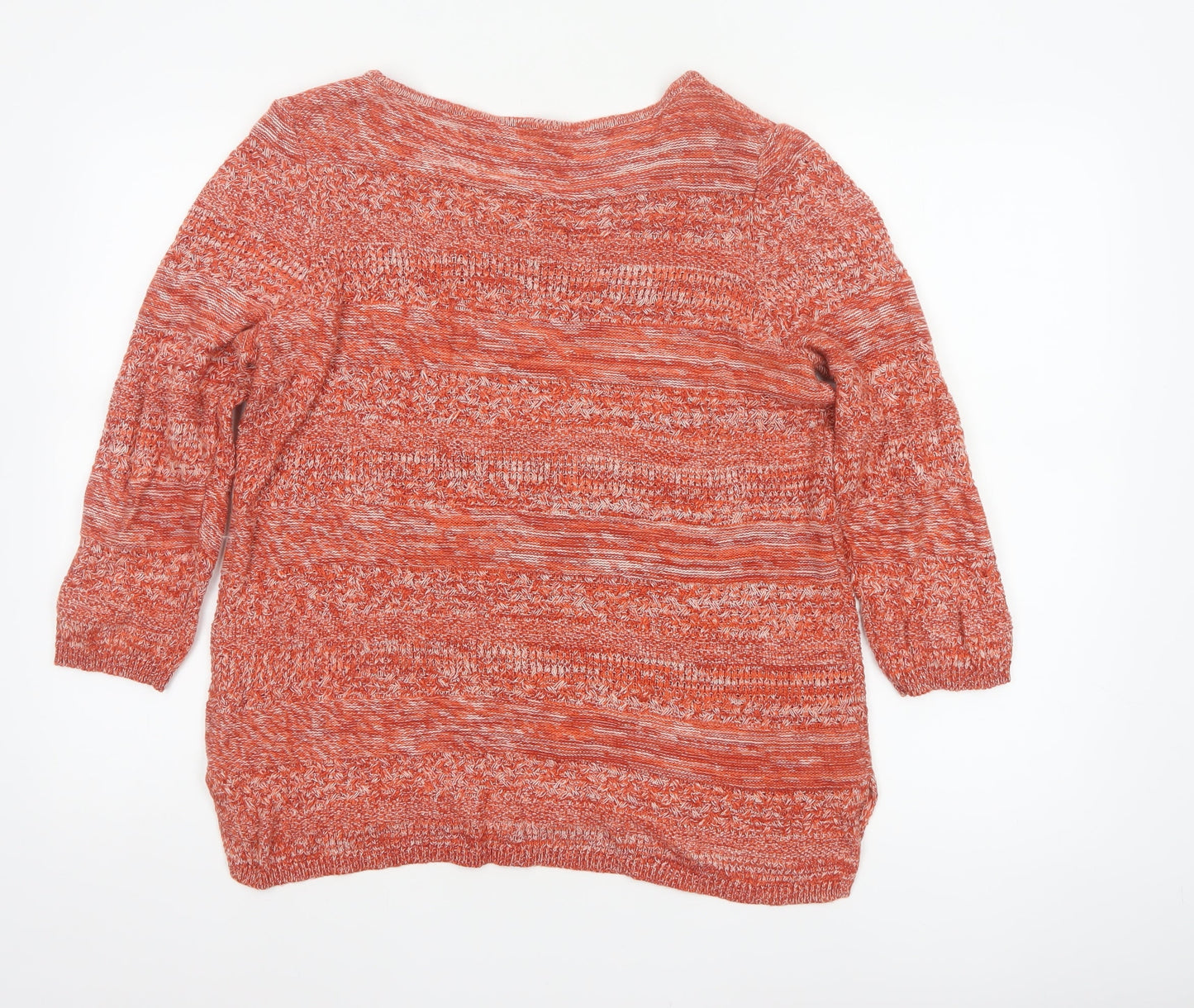 M&Co Women’s Orange Cotton Striped Knit Pullover Jumper Size 16
