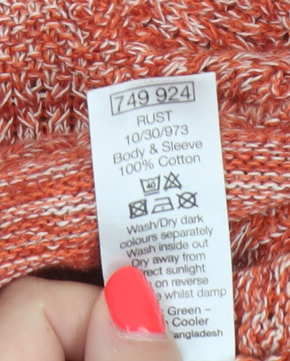 M&Co Women’s Orange Cotton Striped Knit Pullover Jumper Size 16