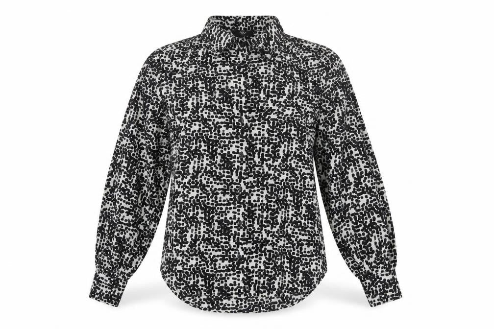 Next Women Black White Animal Print Button-Up Blouse UK 10