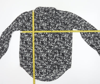 Next Women Black White Animal Print Button-Up Blouse UK 10