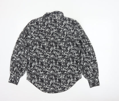 Next Women Black White Animal Print Button-Up Blouse UK 10
