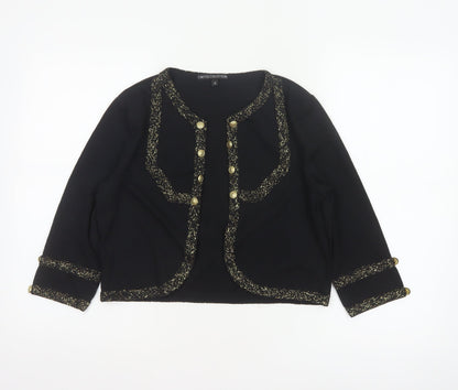 Marks and Spencer Women's Black UK 12 Military Gold Trim Jacket