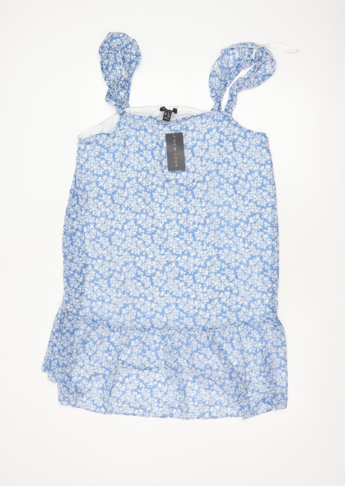 New Look Women Blue Floral Strappy Fit & Flare Short Dress UK 16