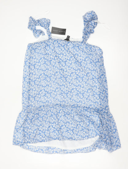 New Look Women Blue Floral Strappy Fit & Flare Short Dress UK 16