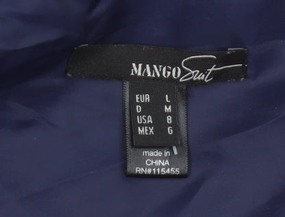Mango Suit Women’s Blue Silk UK 12 Shift Dress V-Neck Geometric