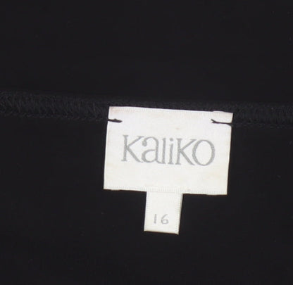 Kaliko Women’s Black UK 16 V-Neck Beaded Short Sleeve Blouse